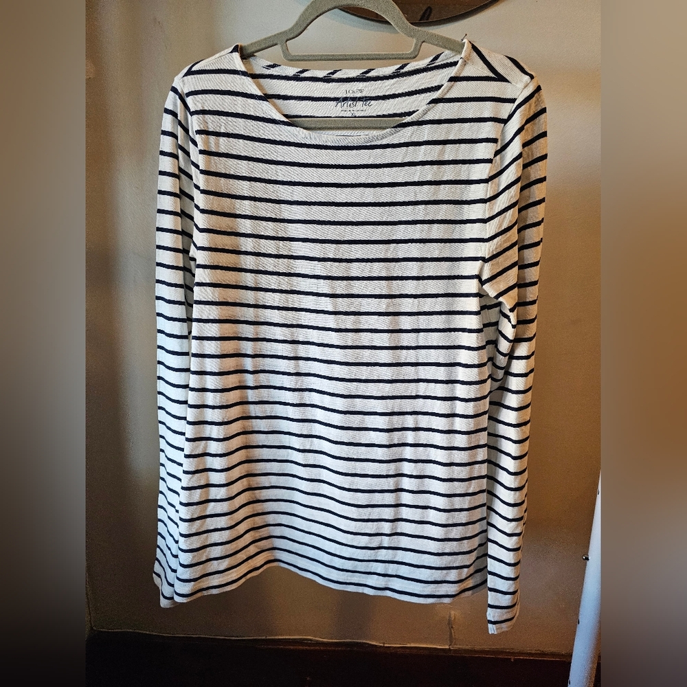 JCREW Artist Tee - navy and white stripes XL